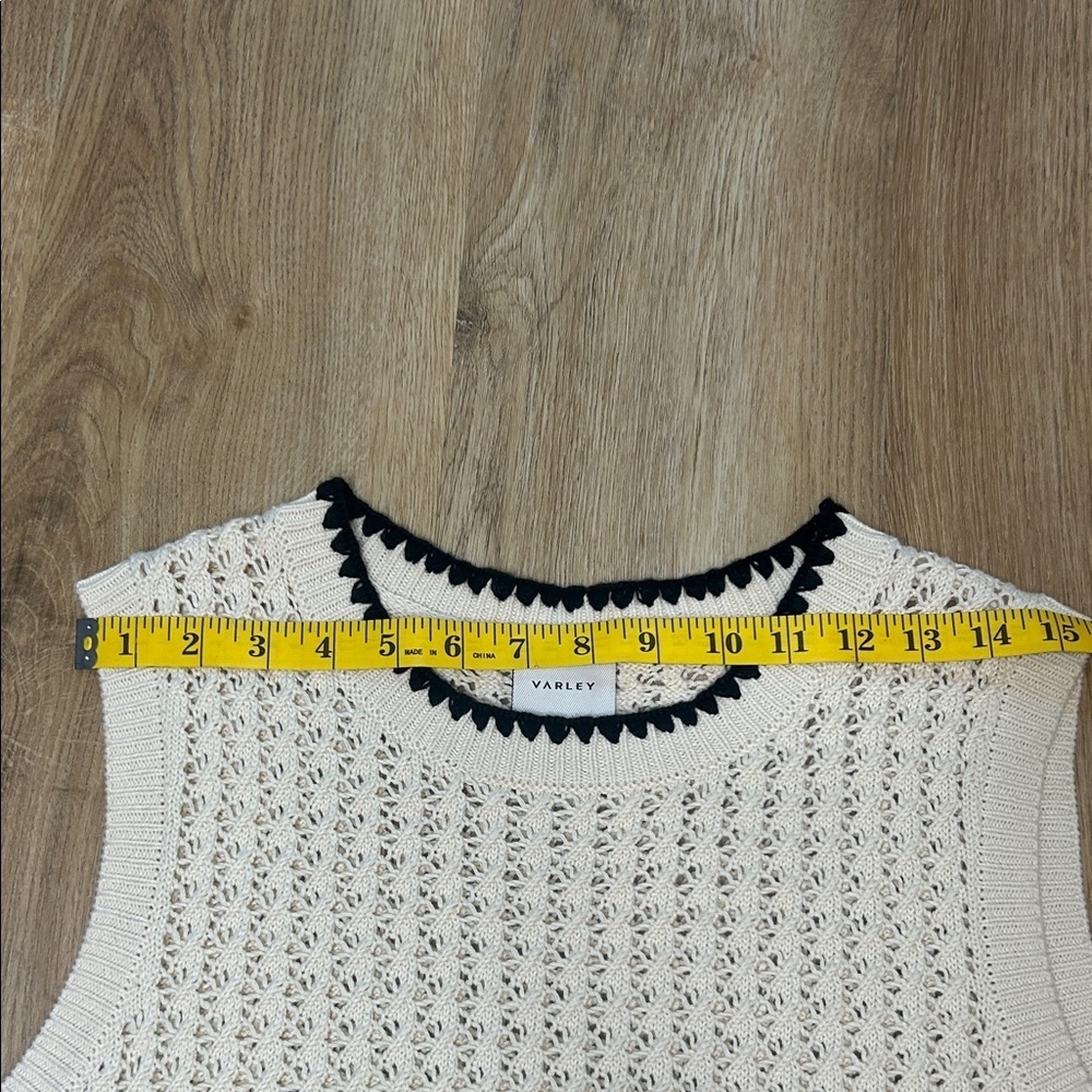 Varley Delaney Cream and Black Open Stitch Sweater Vest - Picture 10 of 12